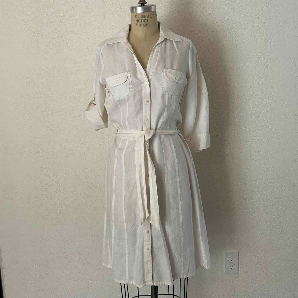 Vintage H&M White Linen Shirt Dress